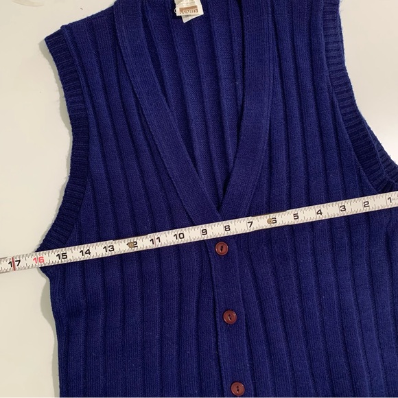 Vintage Montgomery Wards Navy Blue Sleeveless Cable Knit Sweater Vest Medium - Picture 6 of 11